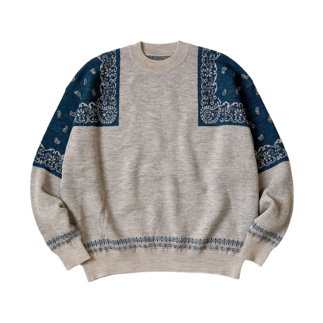 캐피탈 12G 울 반다나 크루 스웨터 네이비(Kapital 12G Wool Bandana Crew Sweater Navy) - 1