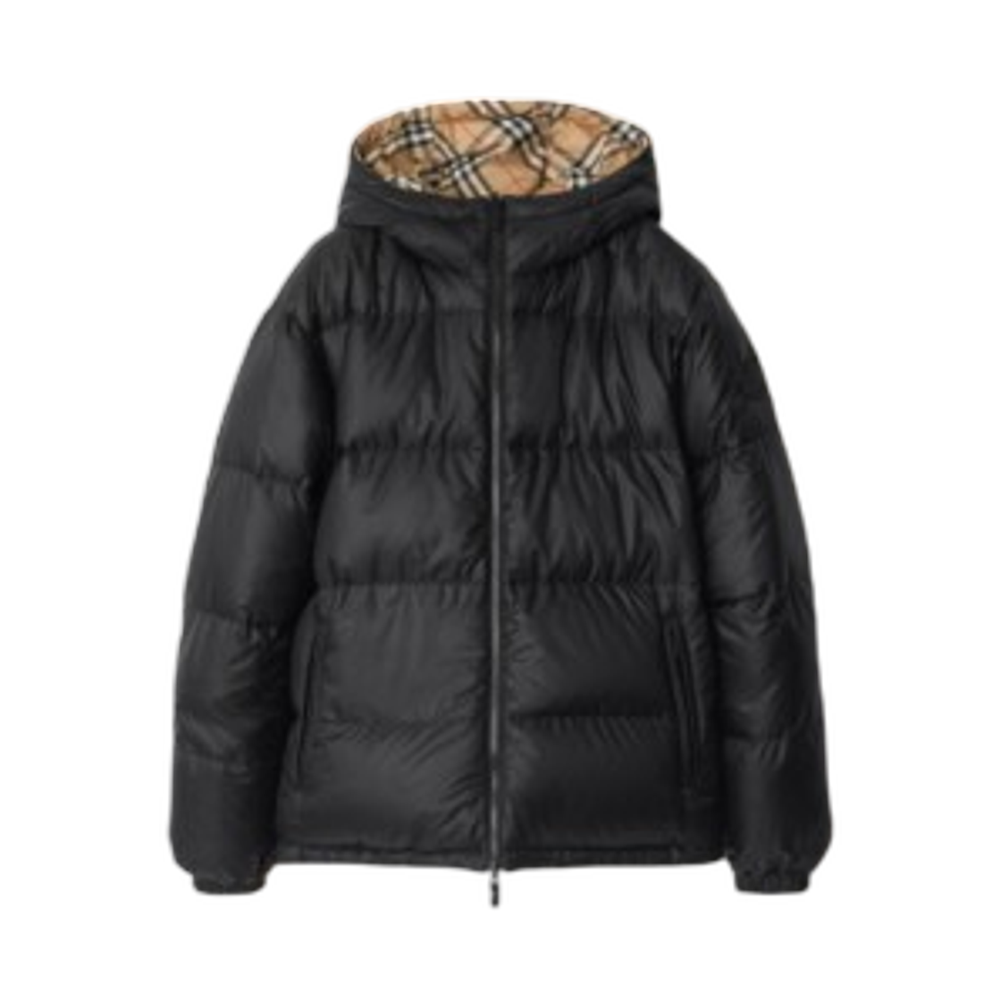81102151 Burberry Reversible Check Hooded Puffer Jacket Sand Beige