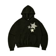 AMOU Triple Star Semi Crop Hoodie Black