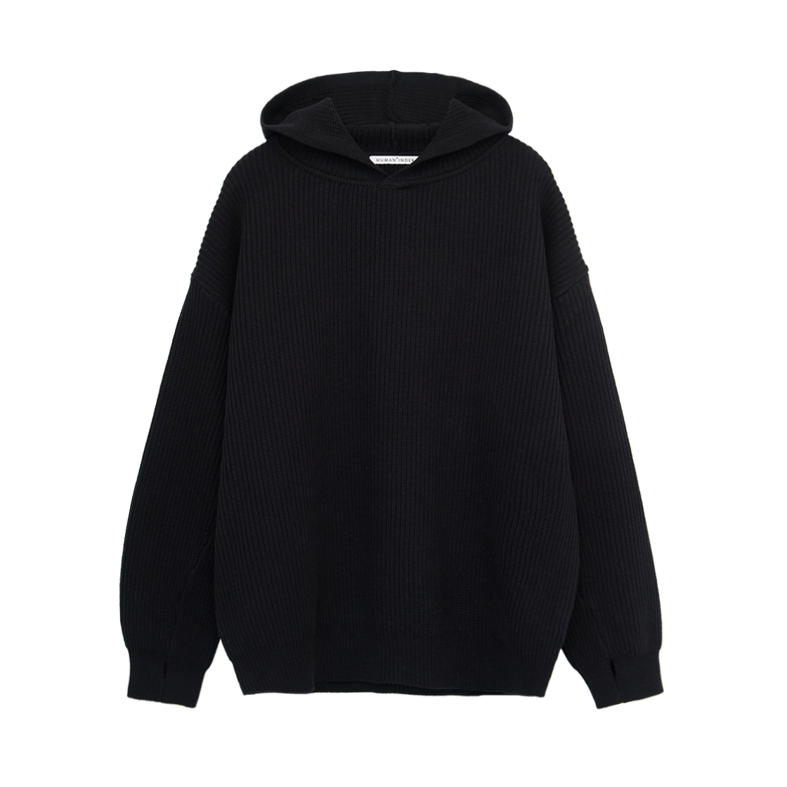 HM5LKN1045B0 Polyteru Human Index Human Knit Hoodie Black