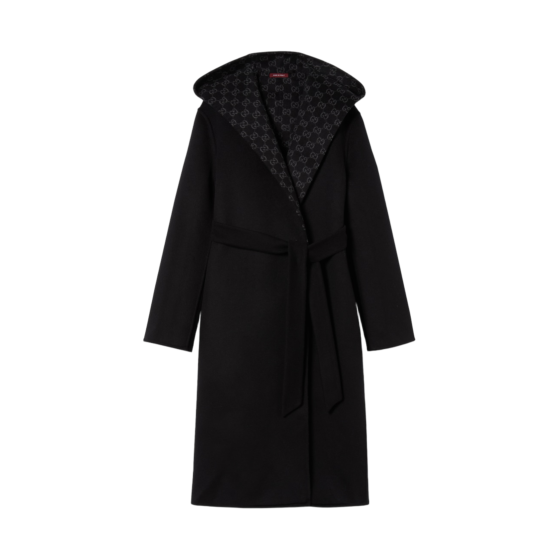 793634-ZAQW0-1189 (W) Gucci Reversible GG Silk Wool Blend Coat Black Grey