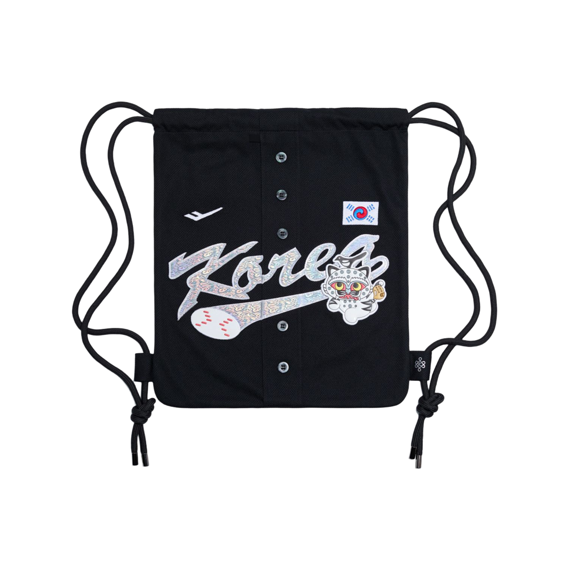 KBO x 프로스펙스 x 뮷즈 야구 대표팀 까치 호랑이 짐색 블랙(KBO x Prospecs x Muds Baseball Team Magpie and Tiger Gymsack Black)