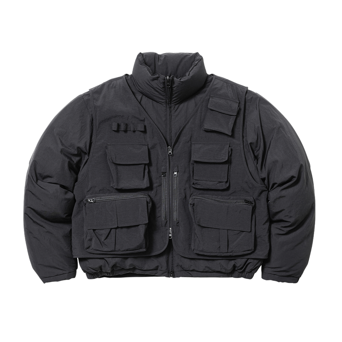 AJ254OT001BK AJOBYAJO Cargo Vest Layered Padded Jacket Black