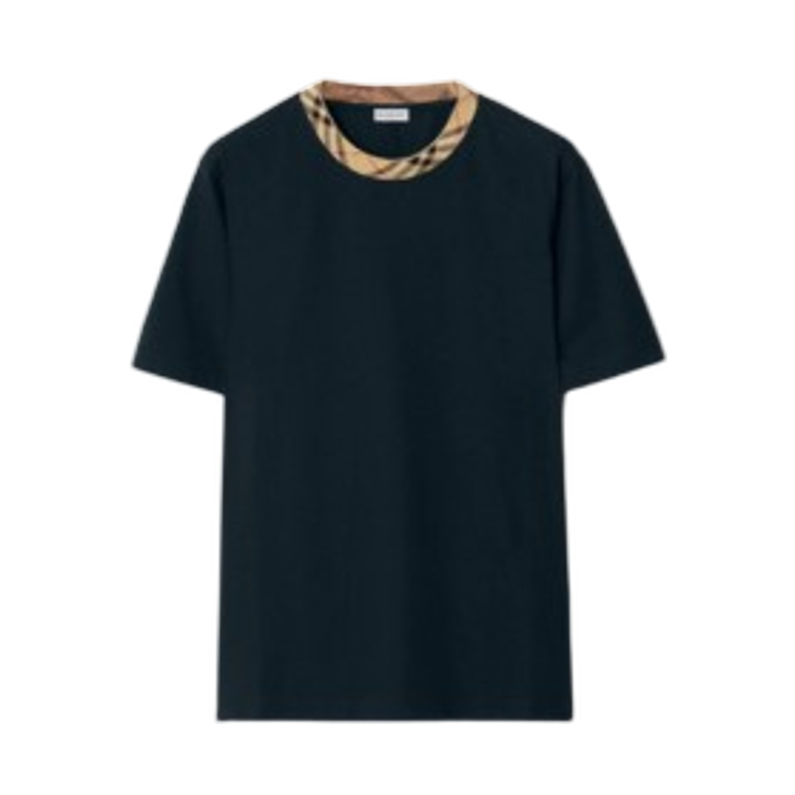 8118959 Burberry Check Trim Cotton T-shirt Navy
