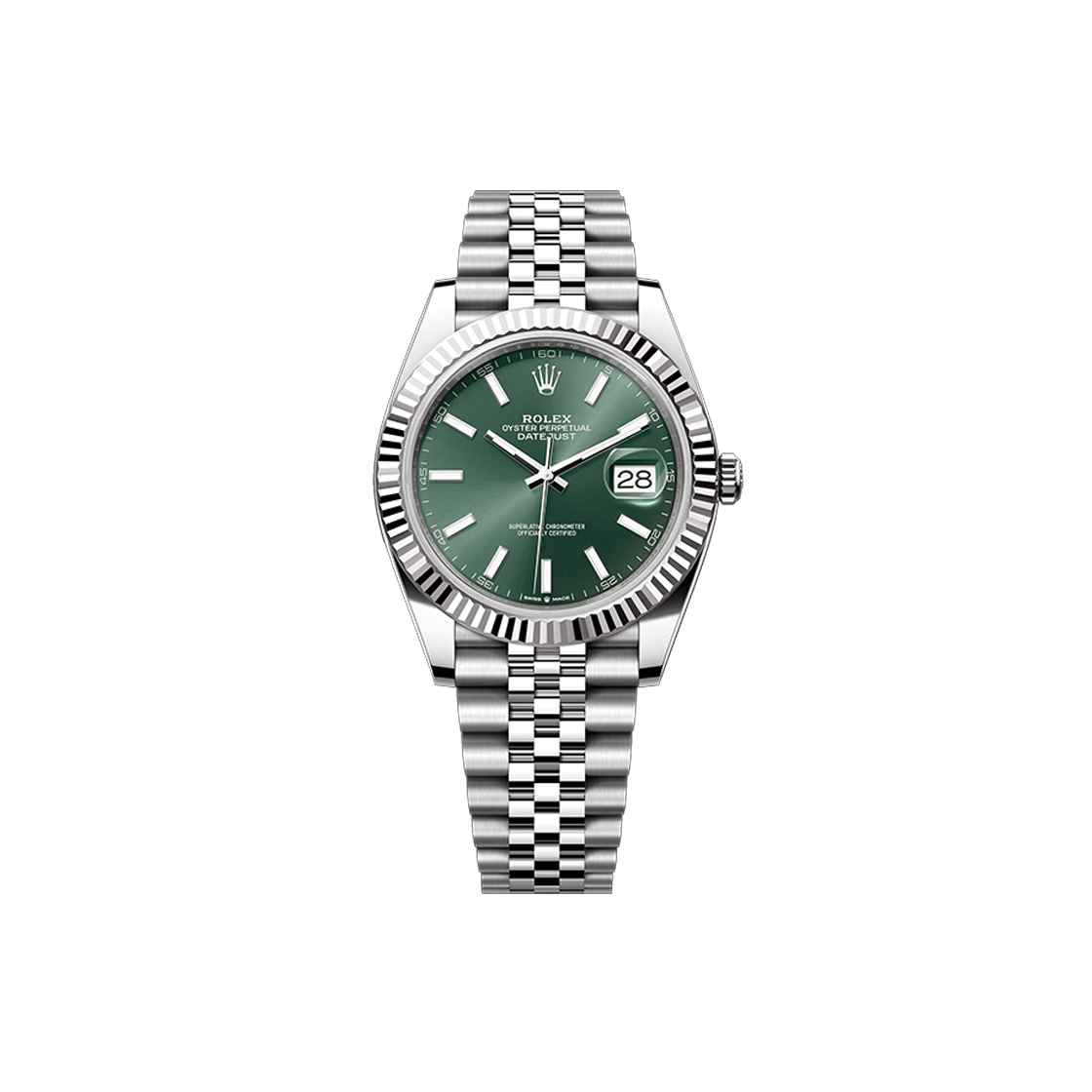 ITK766R98I7R Rolex Datejust 41 - 126334 Mint Green Bar Jubilee No. 6588