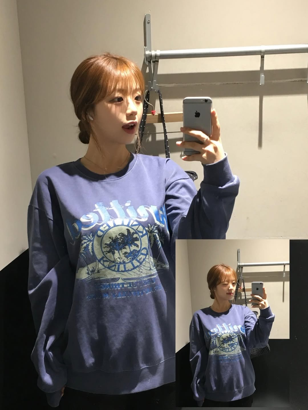 Knitted Pigment Palmtree Mtm Blue 착용 스타일