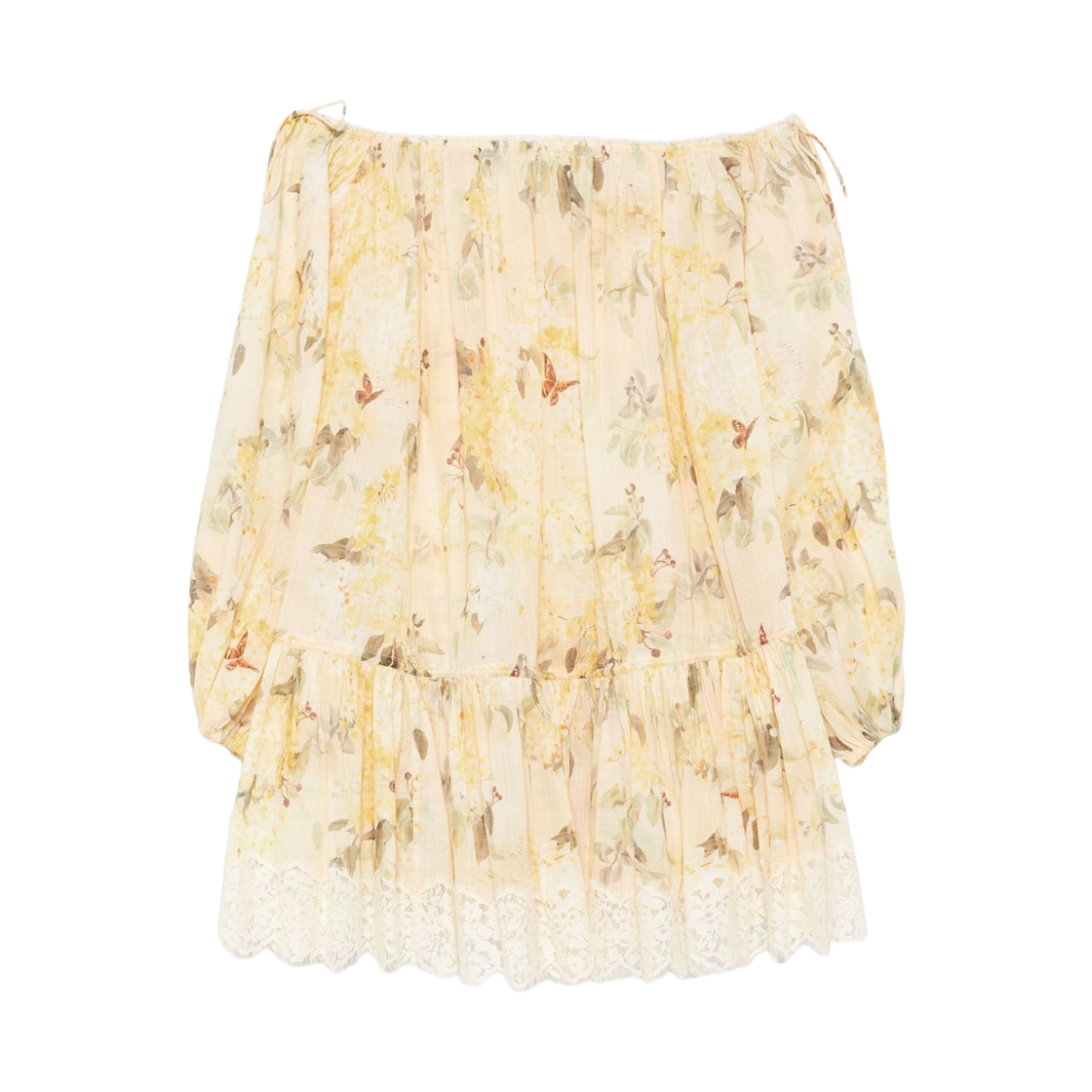 (W) 짐머만 카스카디안 코튼 미니 드레스 옐로우 플로랄((W) Zimmermann Cascadian Cotton Mini Dress Yellow Floral)