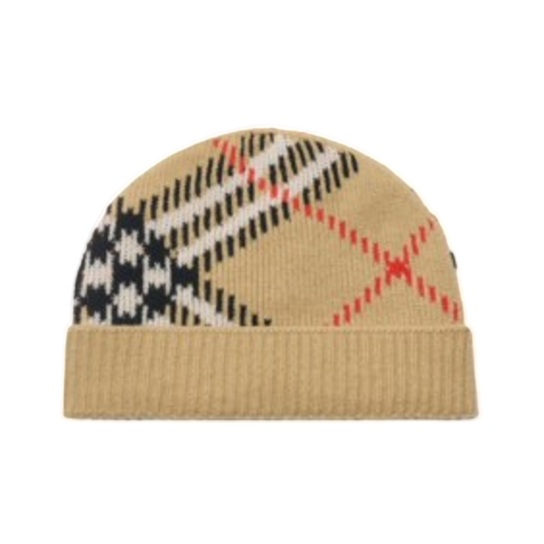 81147681 Burberry Check Cashmere Blend Beanie Sand Beige