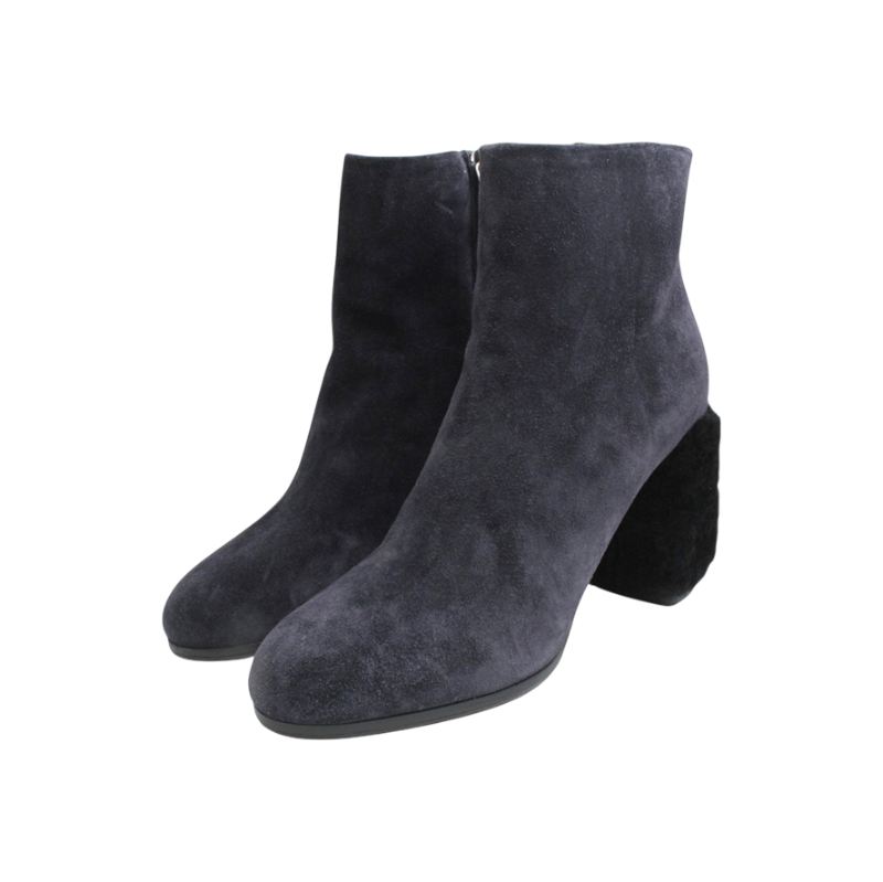 ITFSQICE3AVT Miu Miu Charcoal Gray Suede Shearling Trim Ankle Boots 37