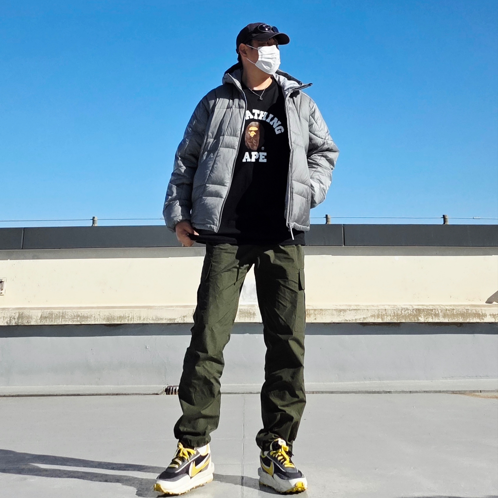 Oakley Eye Jacket Redux Matte Black Frame Prizm Grey Lenses High Bridge Fit, Oakley Remix Dad Hat Blackout 착용 스타일 - 3