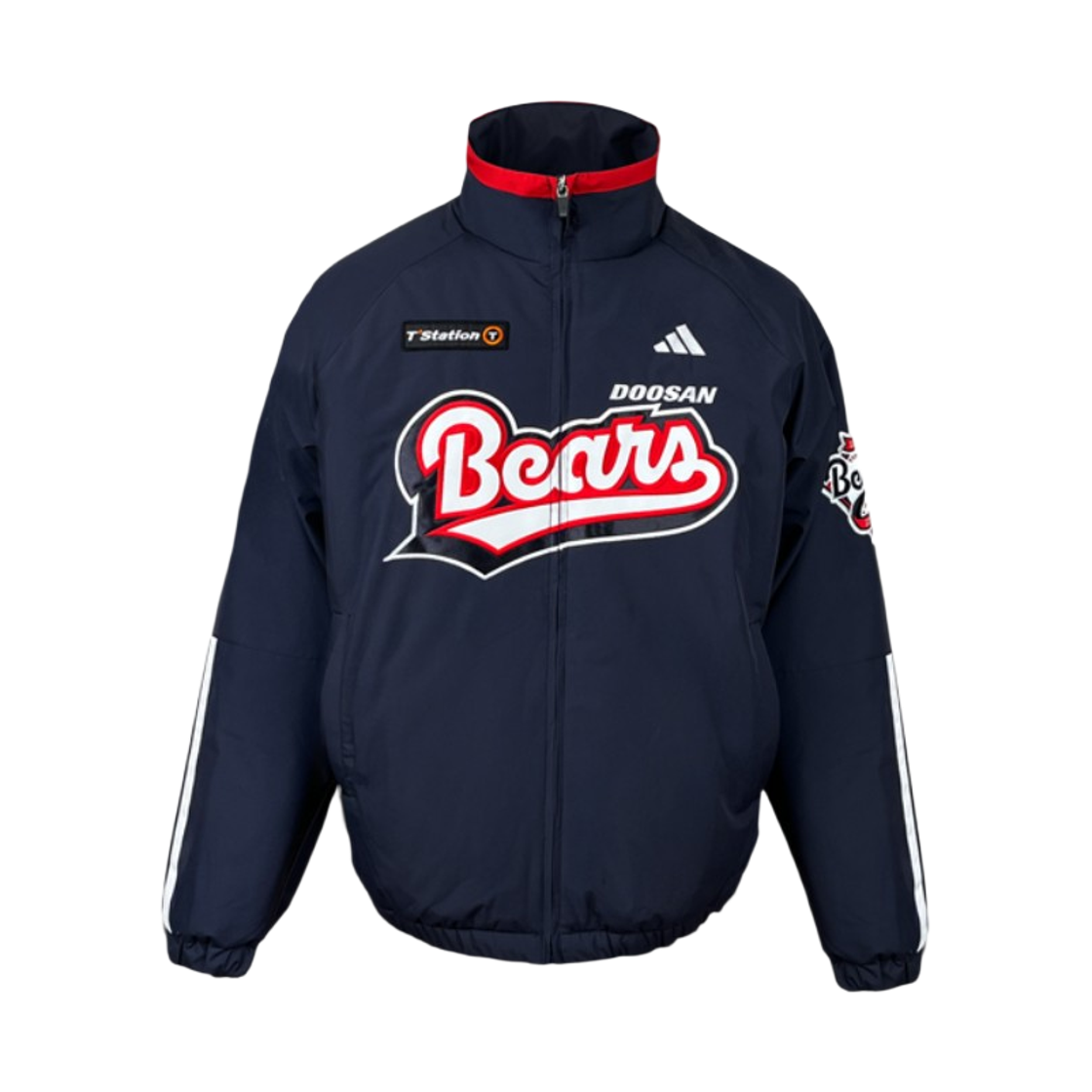 KK6619 Doosan Bears x Adidas 2025 Authentic Dugout Jacket Navy
