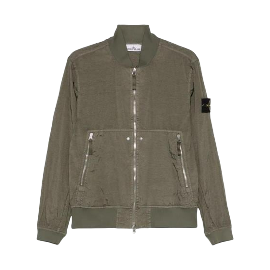 K1S1541000-19S0020-V0054 Stone Island 4100019 Nylon Metal Watro-TC In Econyl Bomber Jacket with Light Water and Wind Resistance Military Green - 25SS