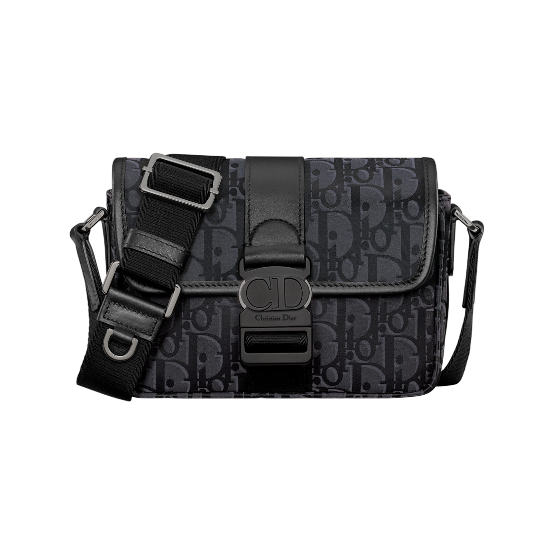 2DTCA607DOL-H03E Dior Trek Mini Flap Strap Bag Dior Oblique Nylon Black