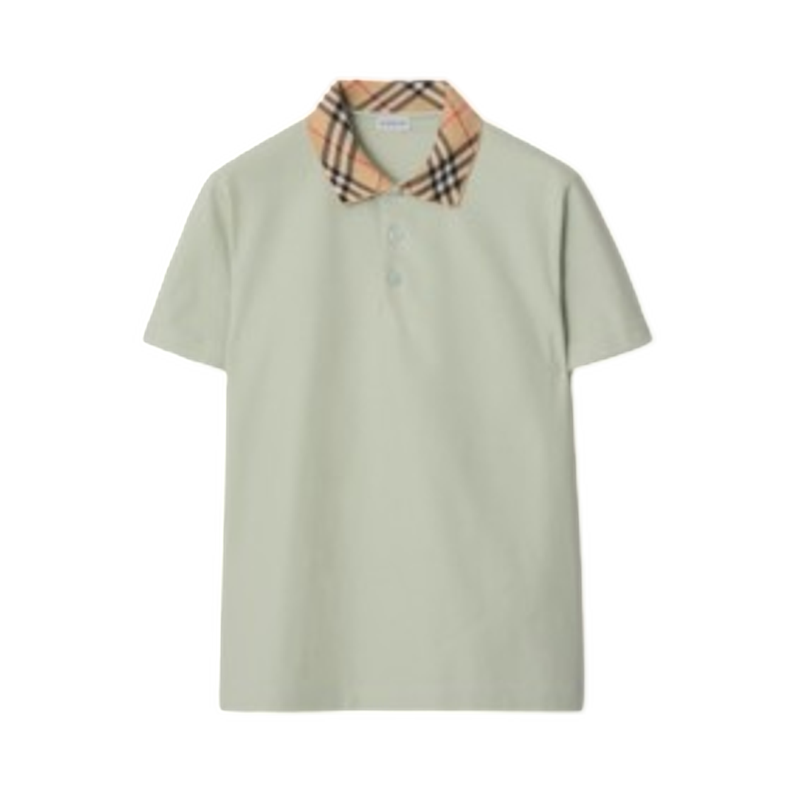 81189491 Burberry Check Collar Cotton Polo Shirt Seafoam Green