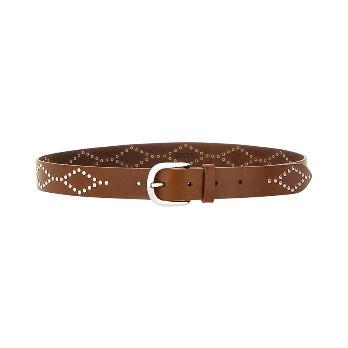 CE227BFA-B3A02A-COSI (W) Isabel Marant Liliana Stud Leather Belt Cognac Silver - 24FW