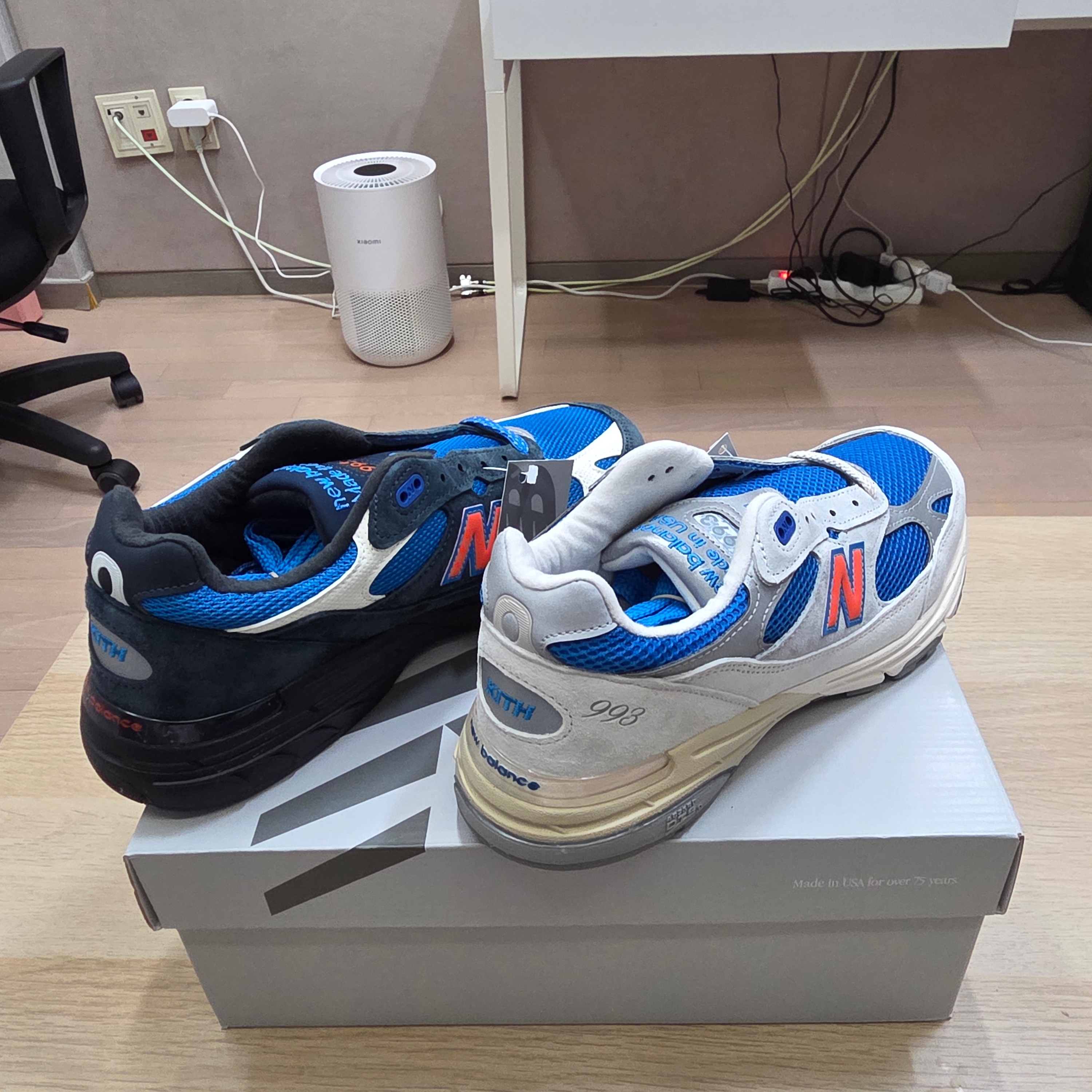 New Balance x Kith x Madison Square Garden 993 Made in USA Navy Princess Blue, New Balance x Kith x Madison Square Garden 993 Made in USA Ancient Scroll Grey Matter 착용 스타일 - 5