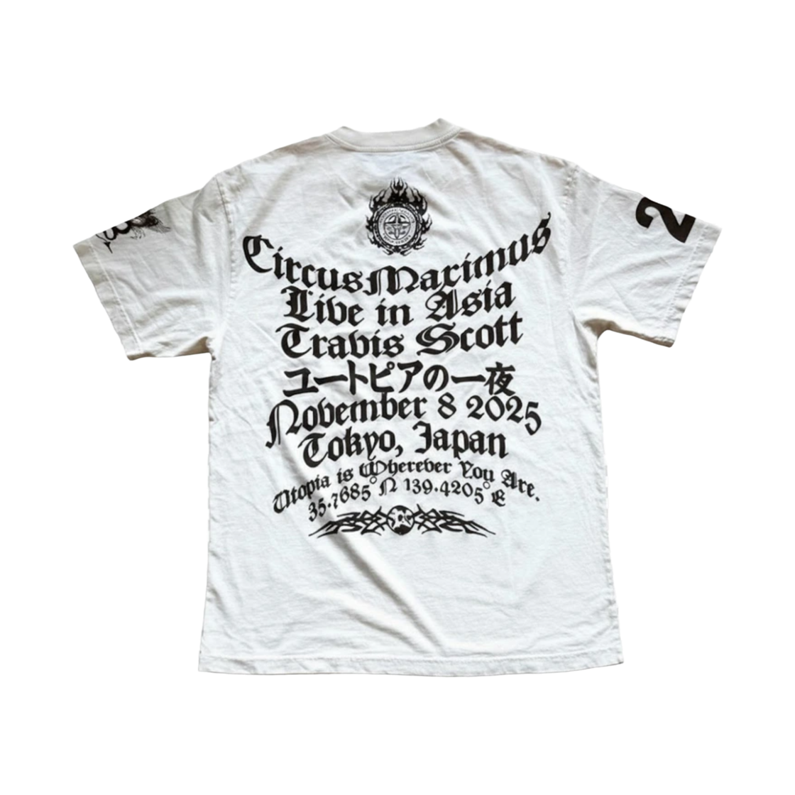 트래비스 스캇 키르쿠스 막시무스 스타디움 투어 25 티셔츠 오프 화이트 - 일본 한정(Travis Scott Circus Maximus Stadium Tour 25 T-Shirts Off White - Japan Exclusive) - 1