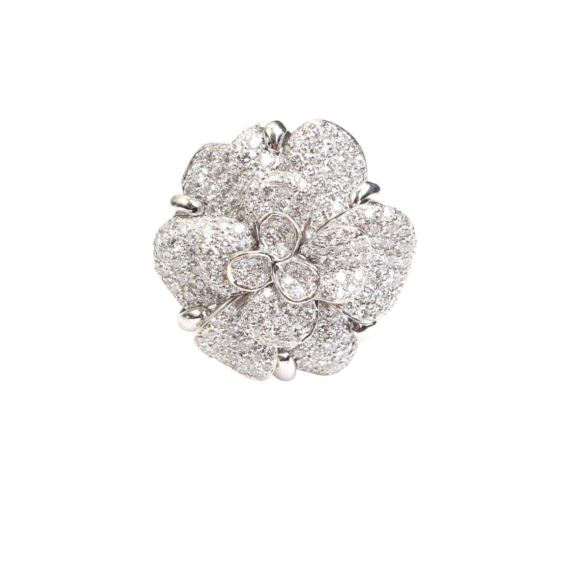 샤넬 다이아몬드 까멜리아 750 화이트골드 반지 (국내 12호)(Chanel Diamond Camellia 750 White Gold Ring (Size 12)) - 1