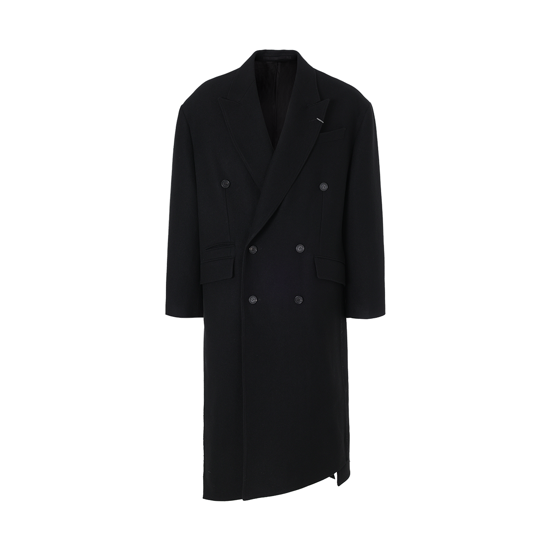 SH6CT600BK SONGZIO HOMME Asymmetric Double Breasted Coat Black