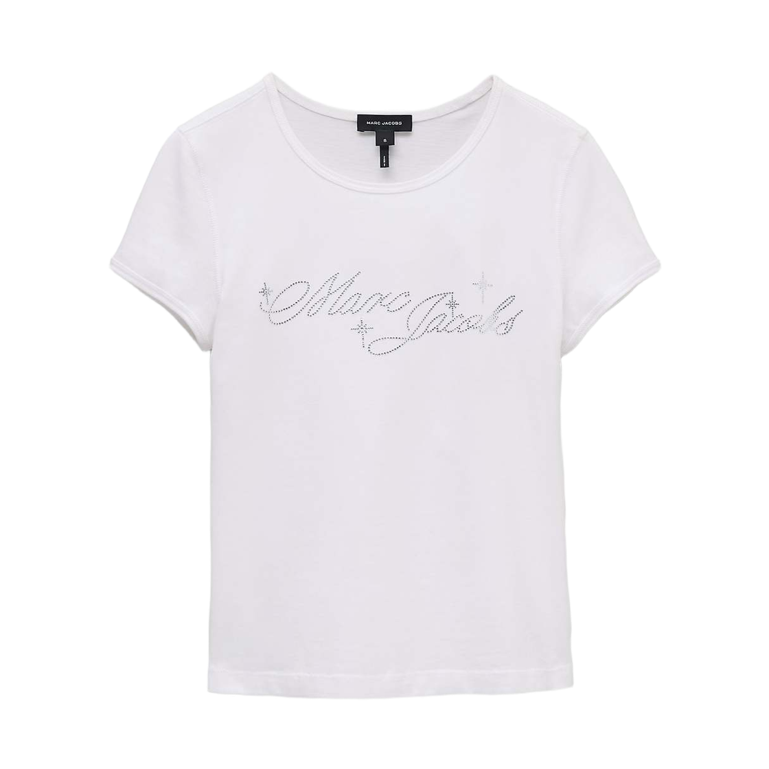 (W) 마크 제이콥스 참 로고 슈렁큰 티셔츠 화이트((W) Marc Jacobs Charm Logo Shrunken T-Shirt White)