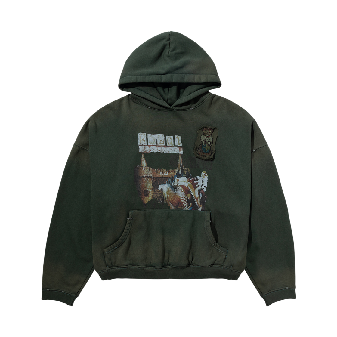 25FWUVCCHDE Undermycar 25FW Forgotten Carnival Collage Vtg Hoodie Dusty Emerald