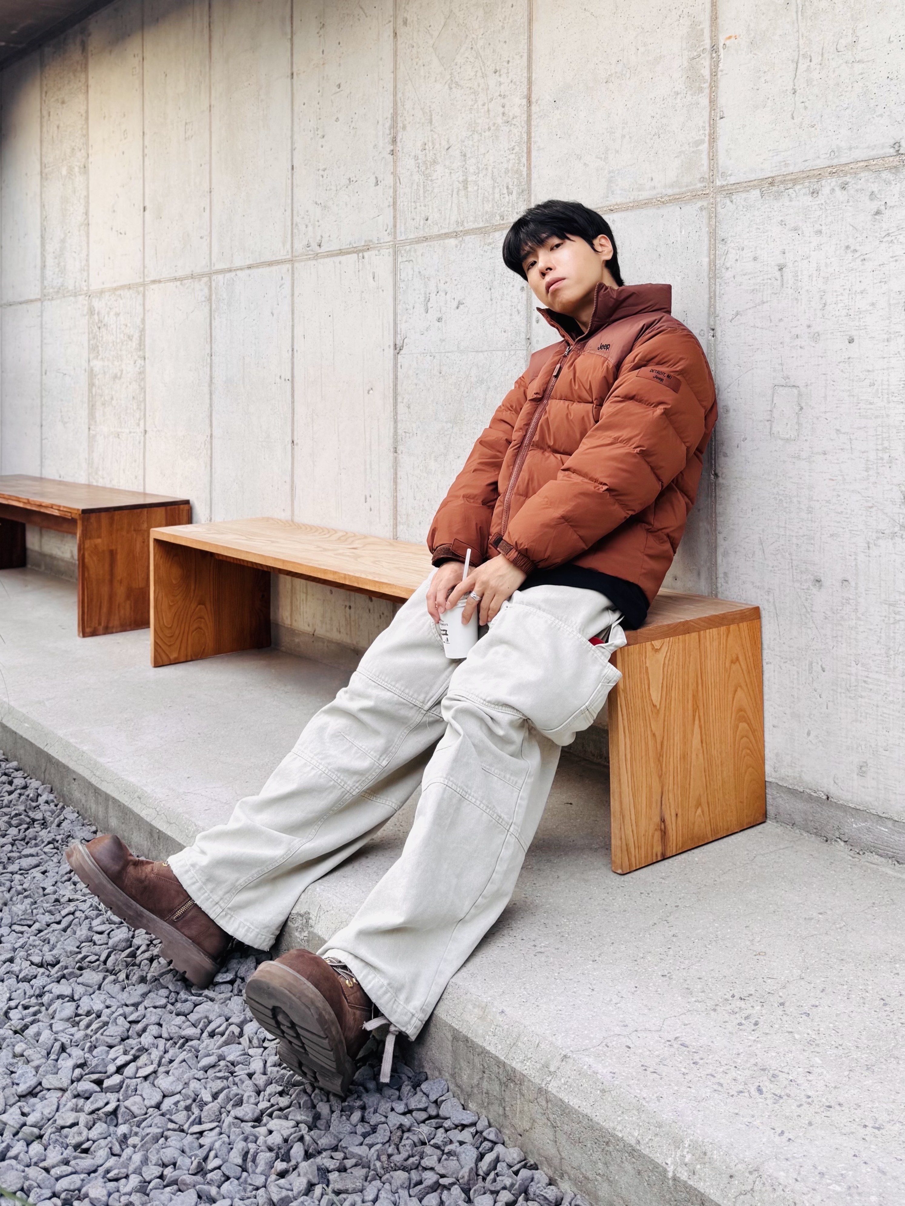 Nonnod Double Knee Cover Pants Vintage Beige, Nonnod Double Knee Cover Pants Vintage Beige 착용 스타일 - 4