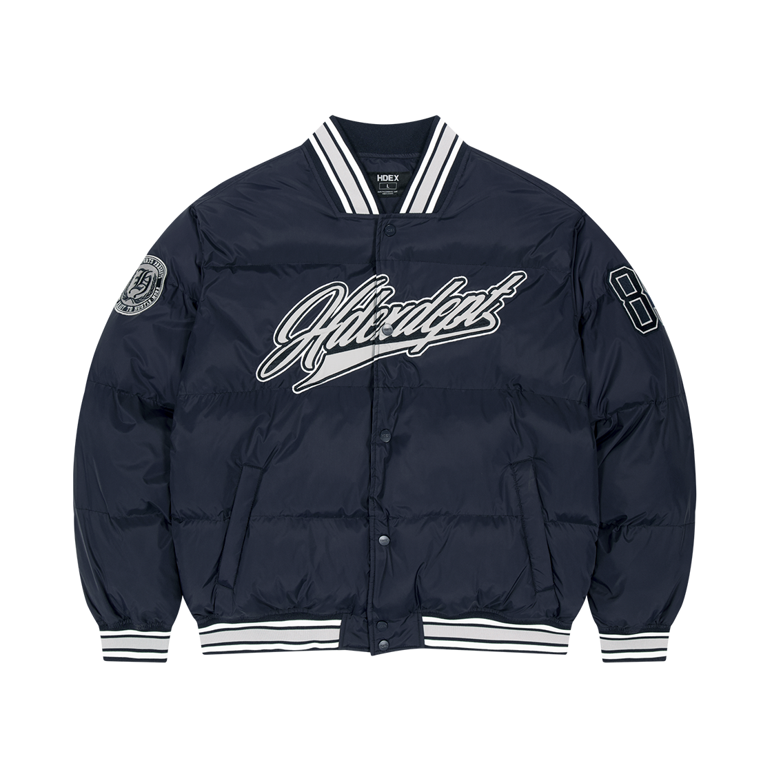 에이치덱스 패디드 베이스볼 푸퍼 자켓 네이비(HDEX Padded Baseball Puffer Jacket Navy)