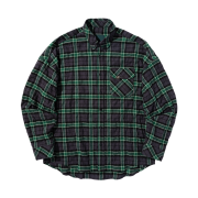 Undermycar 25FW Black Rose Pin Tartan Check Shirts Navy Green
