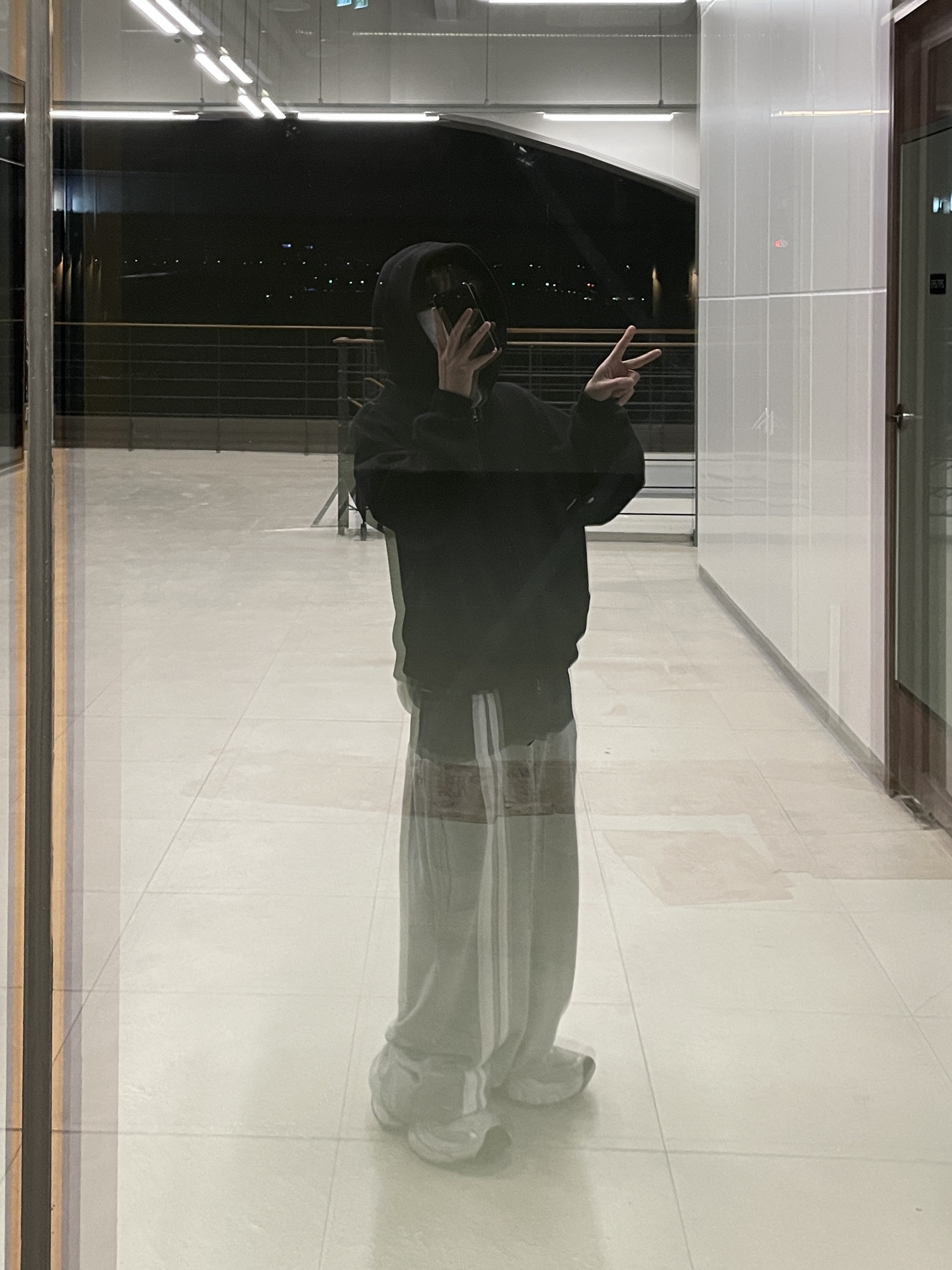 Awende Short-Fit Hoodie Zip-Up, ROARINGRAD Double Waist Sweat Pants Gray 착용 스타일