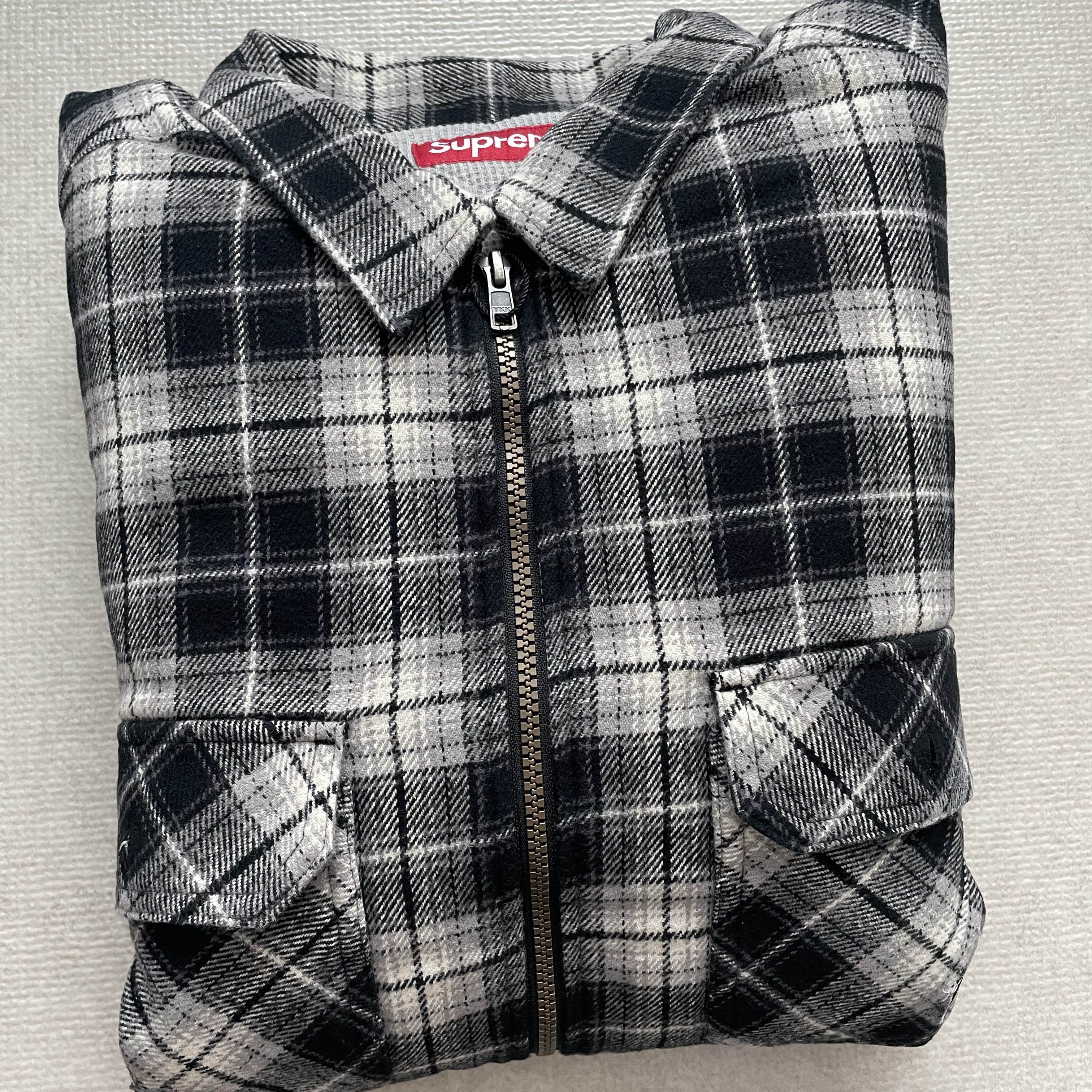 Supreme Thermal Lined Zip Up Flannel Shirt Black - 25FW 착용 스타일 - 2