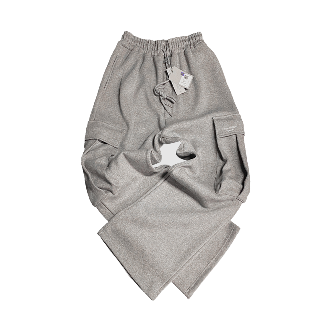 UMCM49MG Undermycar Mu.49 Anti Fxxking Logo Play Oversized Cargo Sweat Pants Melange Gray