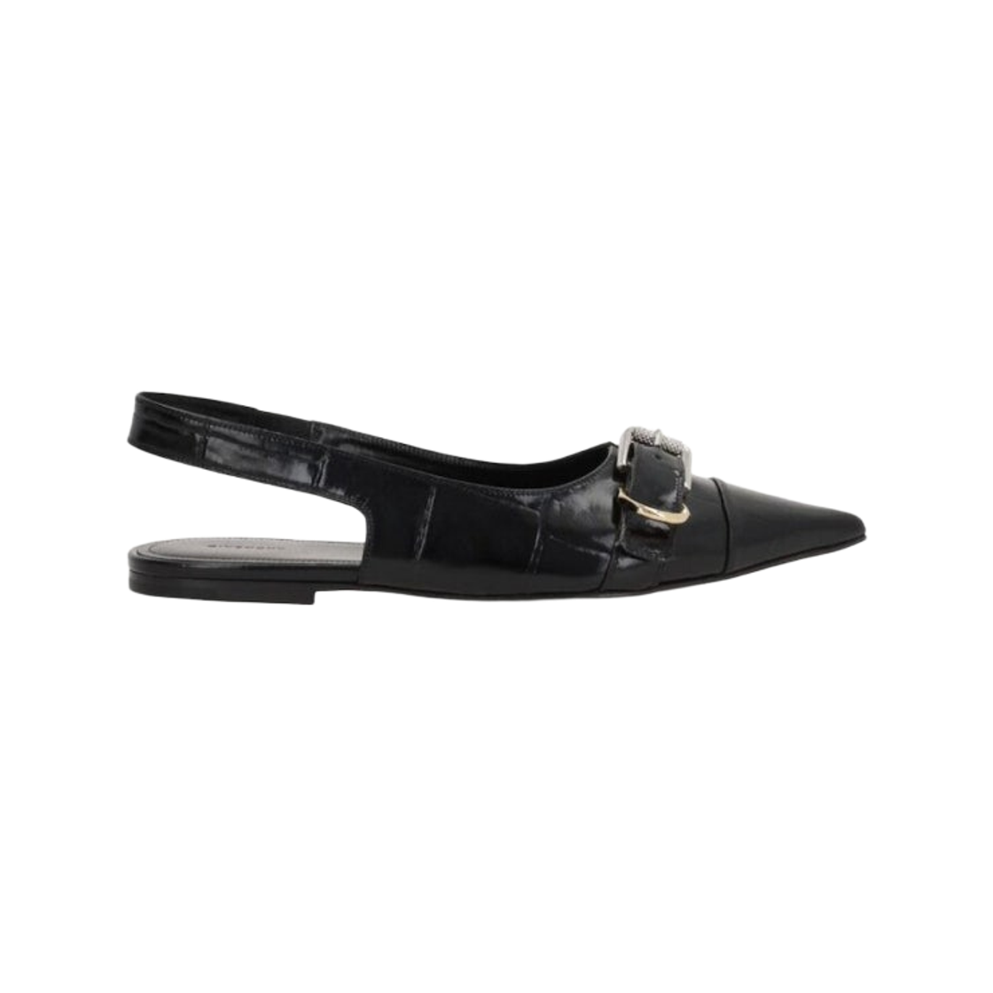 (W) 지방시 부아유 버클 스트랩 레더 플랫 블랙((W) Givenchy Voyou Buckle Strap Leather Flats Black)