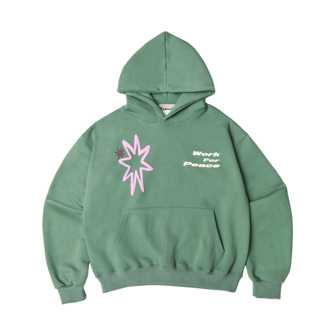 AM25FWHD03GN AMOU Spark Volume Semi Crop Hoodie Green