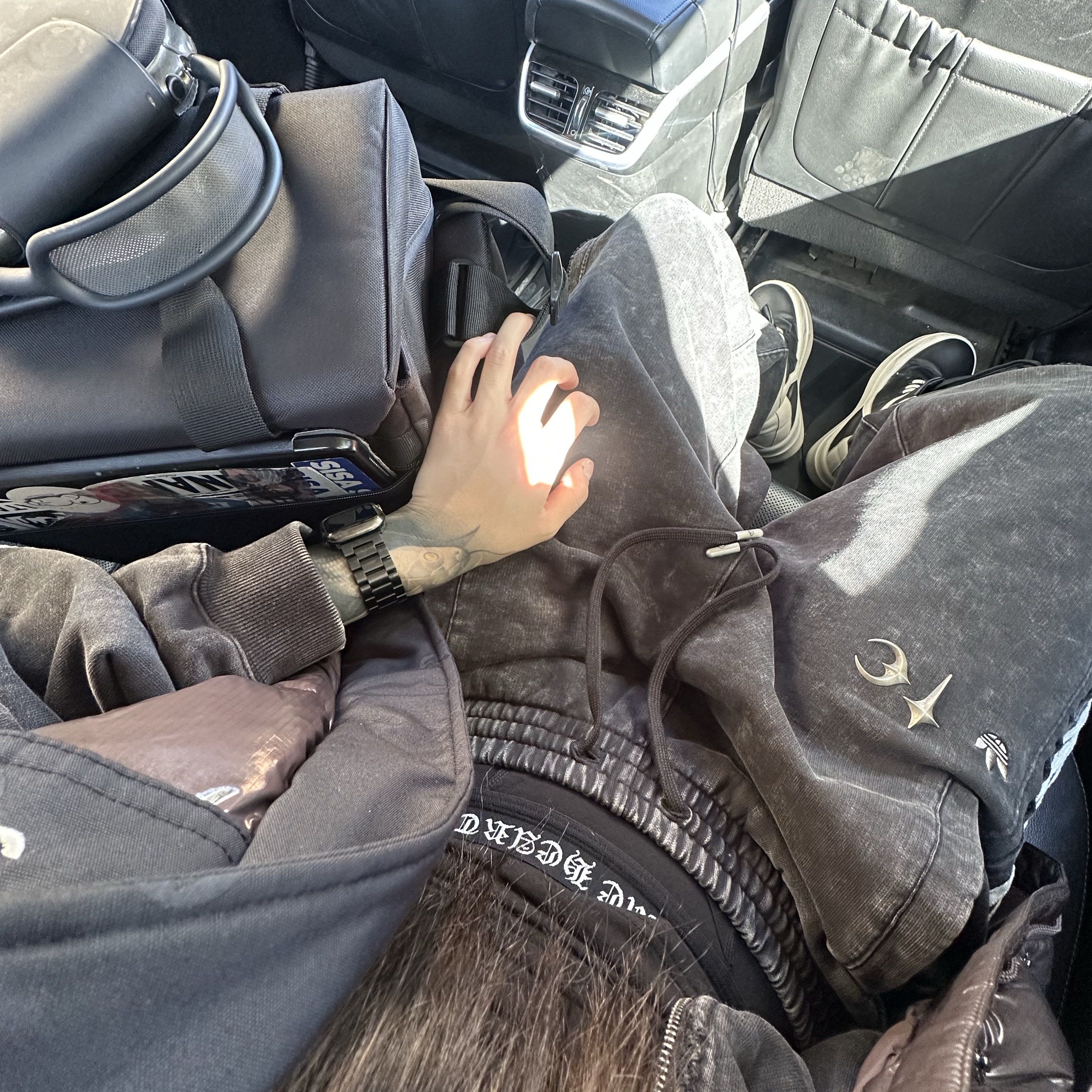 Adidas x Thug Club Teamgeist Sweatpants Black - KR Sizing, Adidas x Thug Club Teamgeist Sweat Hooded Zip Up Black - US Sizing 착용 스타일