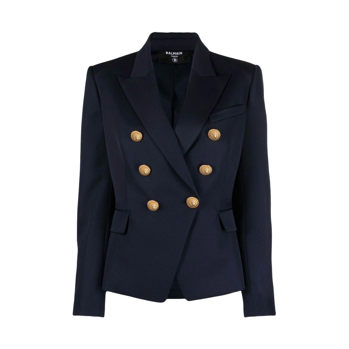 (W) 발망 울 더블 브레스티드 자켓 블루((W) Balmain Wool Double-Breasted Jacket Blue)