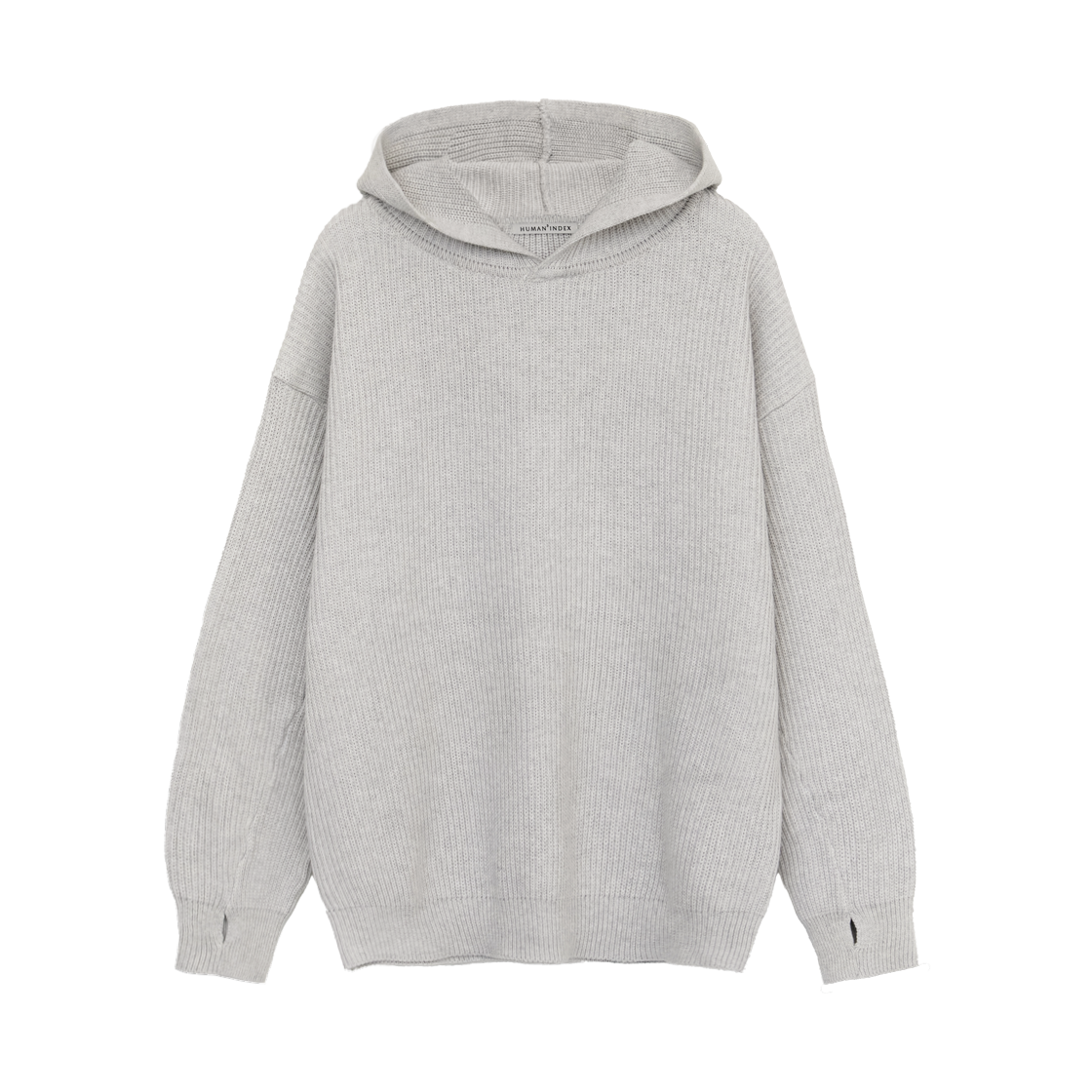 HM5LKN1045A6 Polyteru Human Index Human Knit Hoodie Light Gray