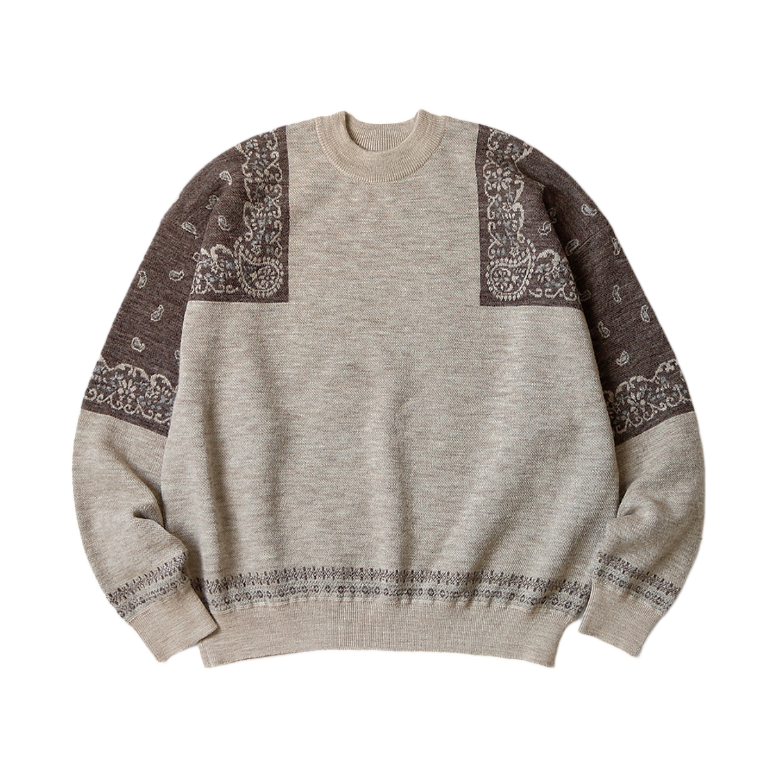 EK-1302KN/K2109KN027 Kapital 12G Wool Bandana Crew Sweater Brown
