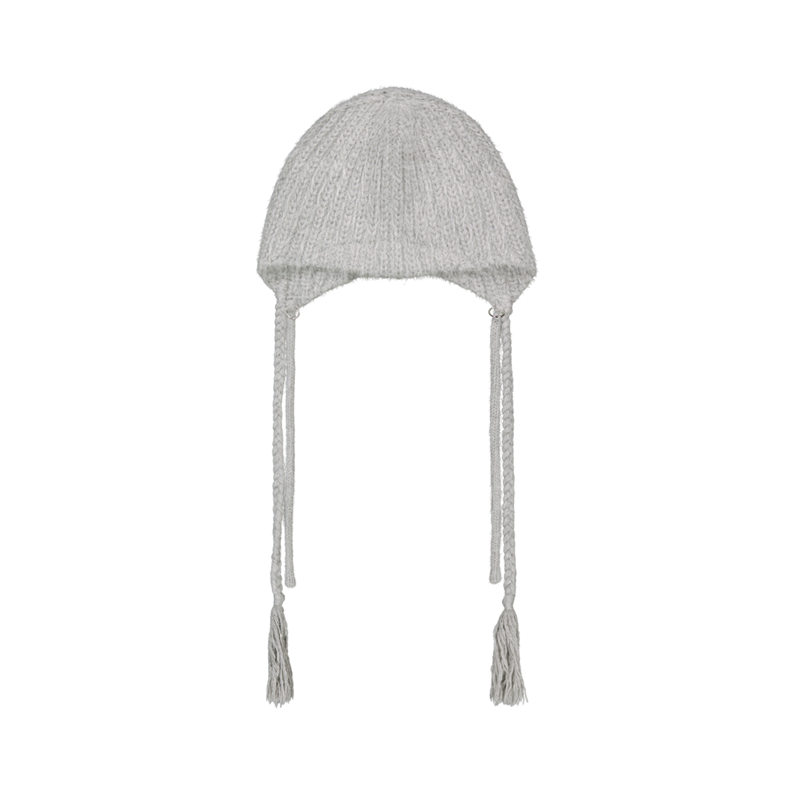 OJ25FWKN003GR OJOS Double Strap Angora Beanie Grey