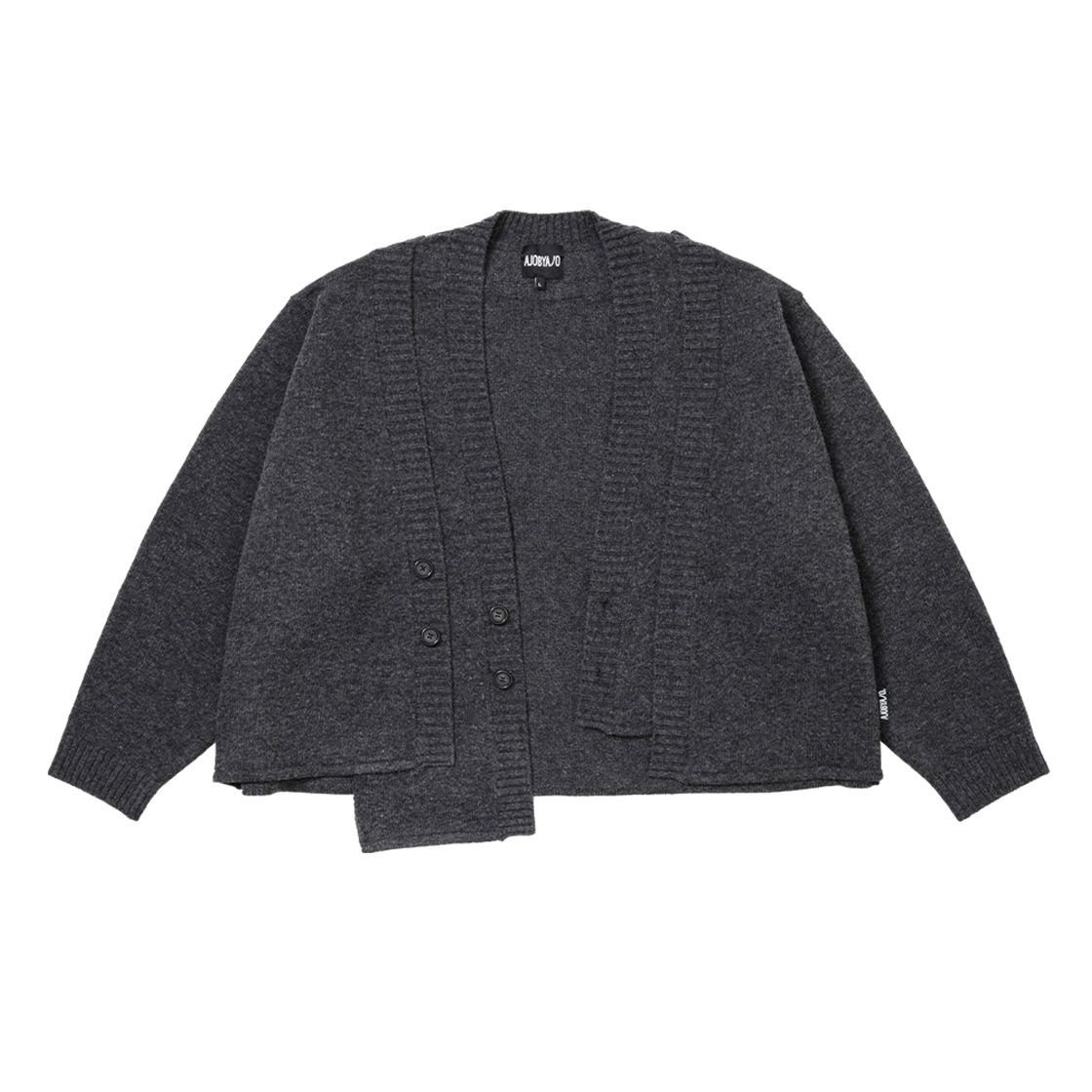 AJ254OT007CH AJOBYAJO Double Layered Cardigan Charcoal