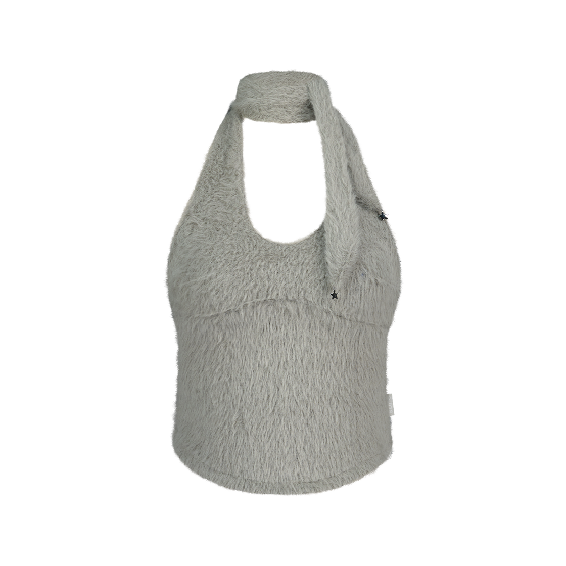 오호스 머플러 니트 홍터 탑 그레이(OJOS Muffler Knit Halter Top Grey)