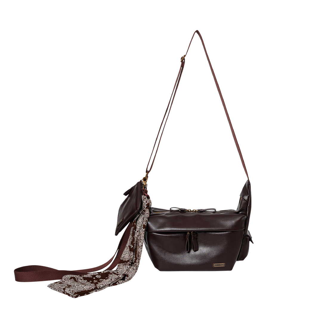 AJ254BG001BR AJOBYAJO Paisley Scarf Cross Bag & Neck Wallet Brown