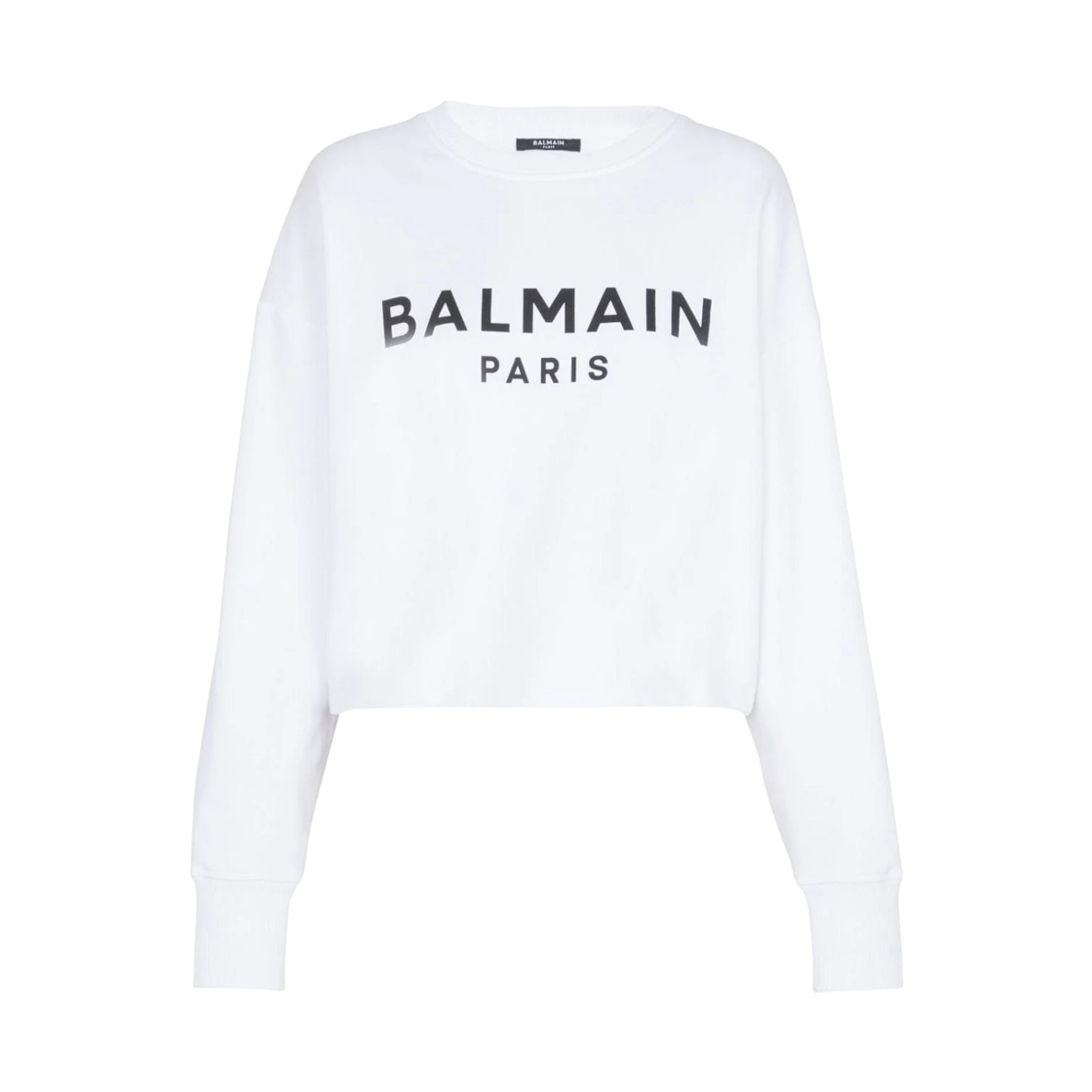 (W) 발망 코튼 로고 티셔츠 화이트 블랙((W) Balmain Cotton Logo T-Shirt White Black)