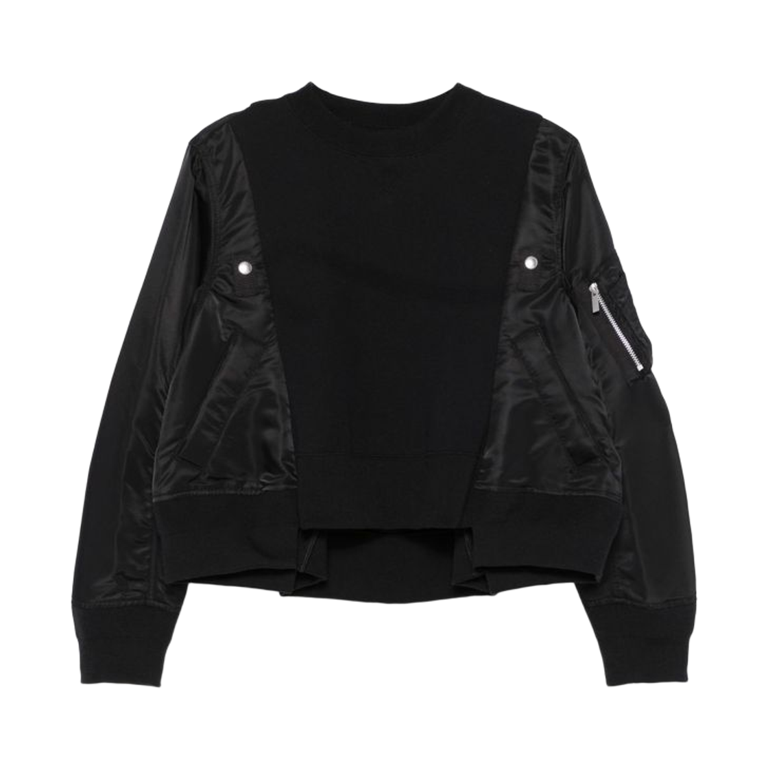 25-07686-001 (W) Sacai Cotton and Nylon Crewneck Sweater Black