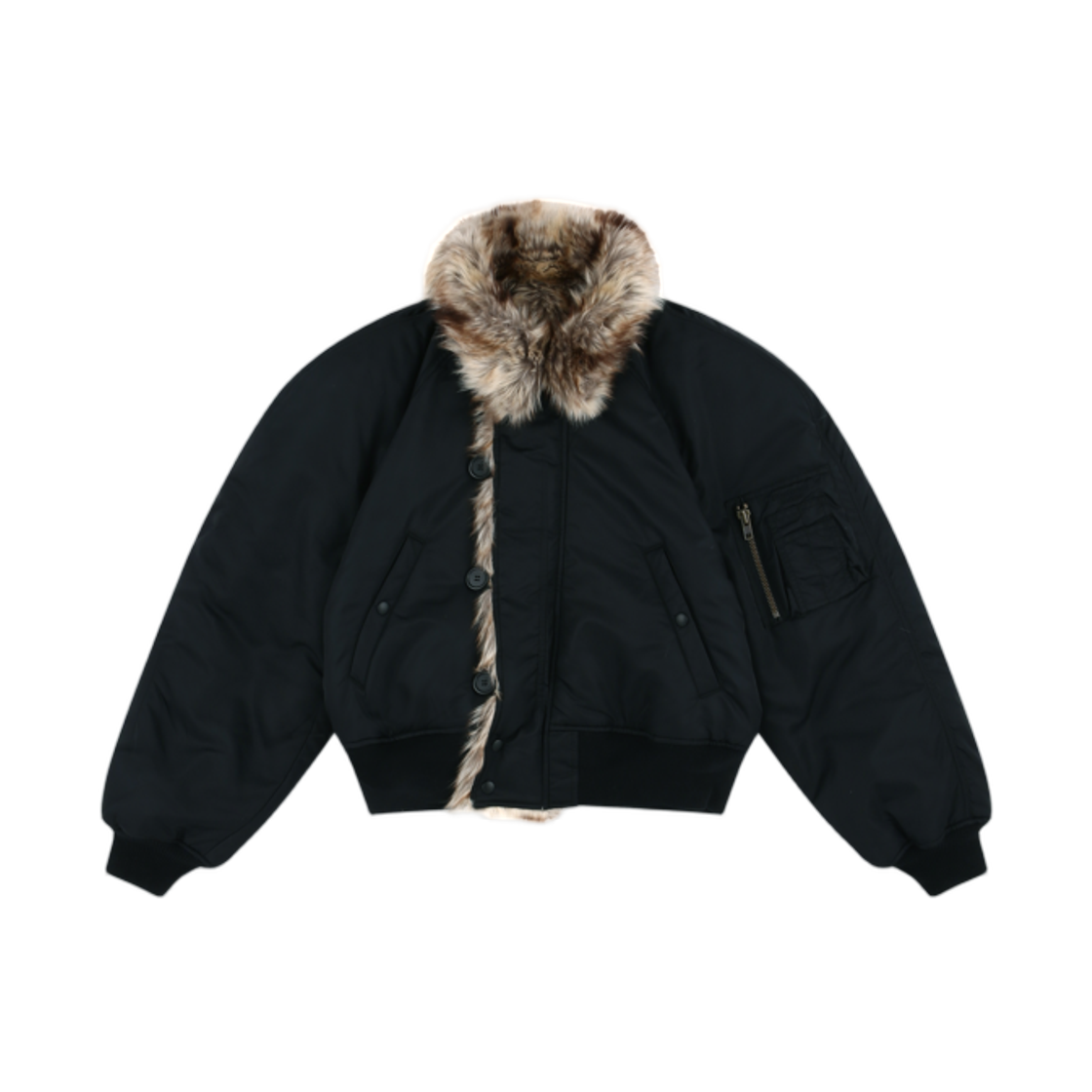 프로토콜 인덱스 이그재저레이트 숄더 퍼 N2B 자켓 블랙(Protocol Index Exaggerated Shoulder Fur N2B Jacket Black)