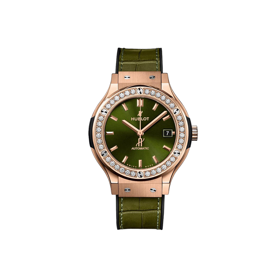 위블로 클래식퓨전 38-565.OX.8980.LR.1204 베젤다이아 그린 바 NO.6808(Hublot Classic Fusion 38mm Green Diamond Bezel No. 6808)