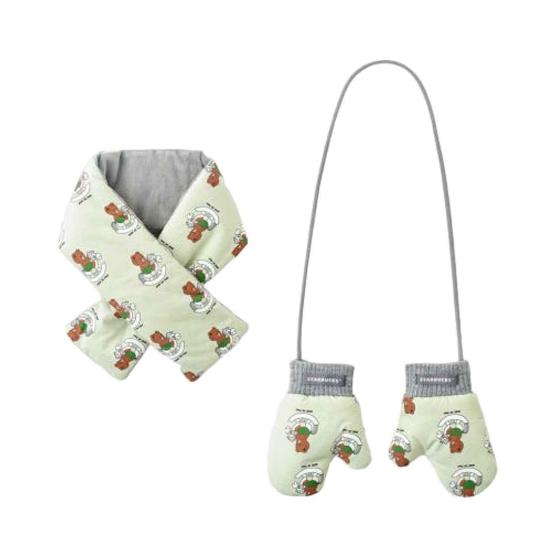 (키즈) 스타벅스 x 베베드피노 장갑 넥 워머 포근 세트 (2개 세트)((Kids) Starbucks x Bebe De Pino Gloves Neck Warmer Cozy Set)