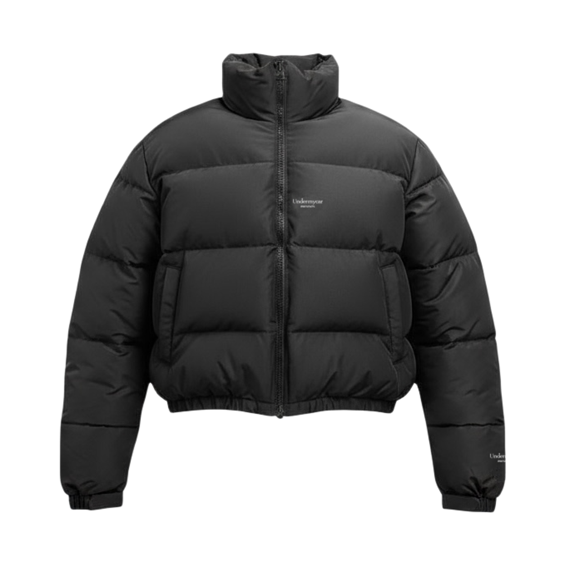 UMCM15BK Undermycar Mu.15 Anti Fxxking Logo Play Triple Logo Crop Padding Jacket Black