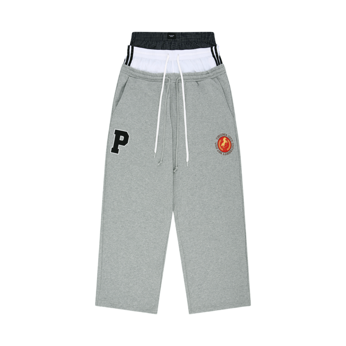 프로토콜 인덱스 x 반디 더 핑크 3 레이어드 스웨트팬츠 멜란지 그레이(Protocol Index x Vandy The Pink 3 Layered Sweatpants Melange Grey)