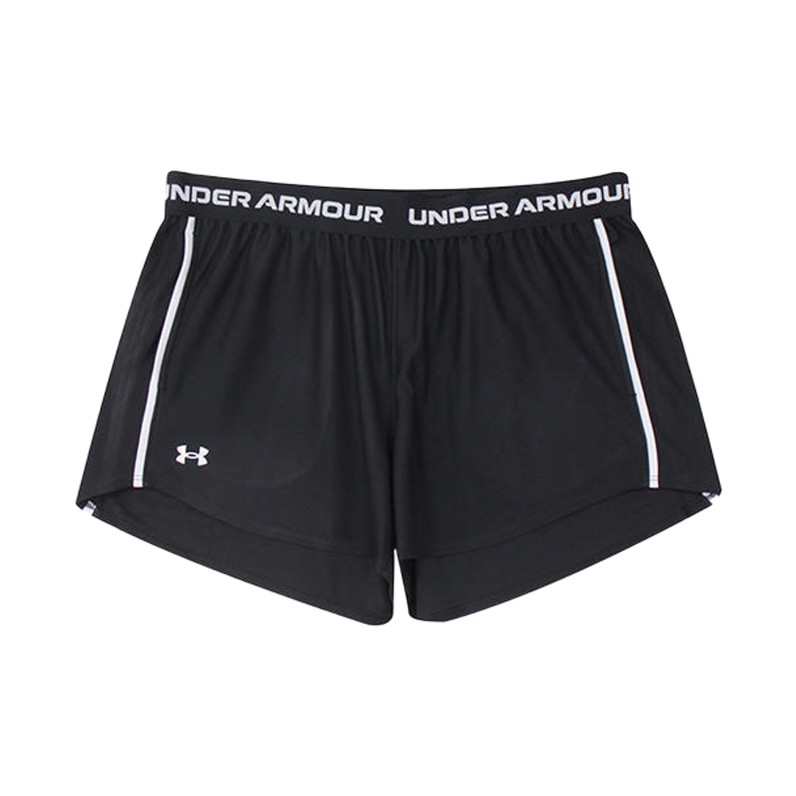 (W) 언더아머 UA 테크 플레이 업 쇼츠 블랙 화이트((W) Under Armour UA Tech Play Up Shorts Black White)
