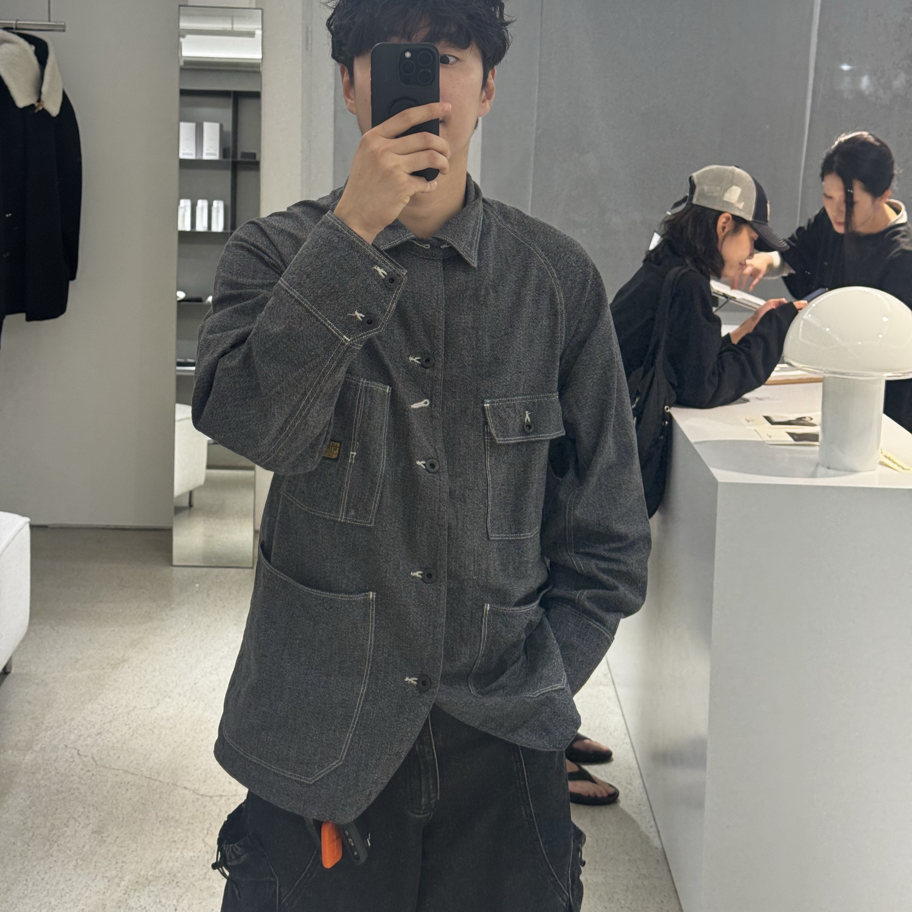 Kapital Twill Aging Wool 1st Jacket Charcoal 착용 스타일